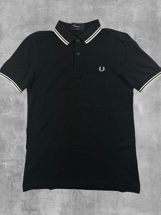 Fred Perry Polo Shirt Schwarz Weiß XS