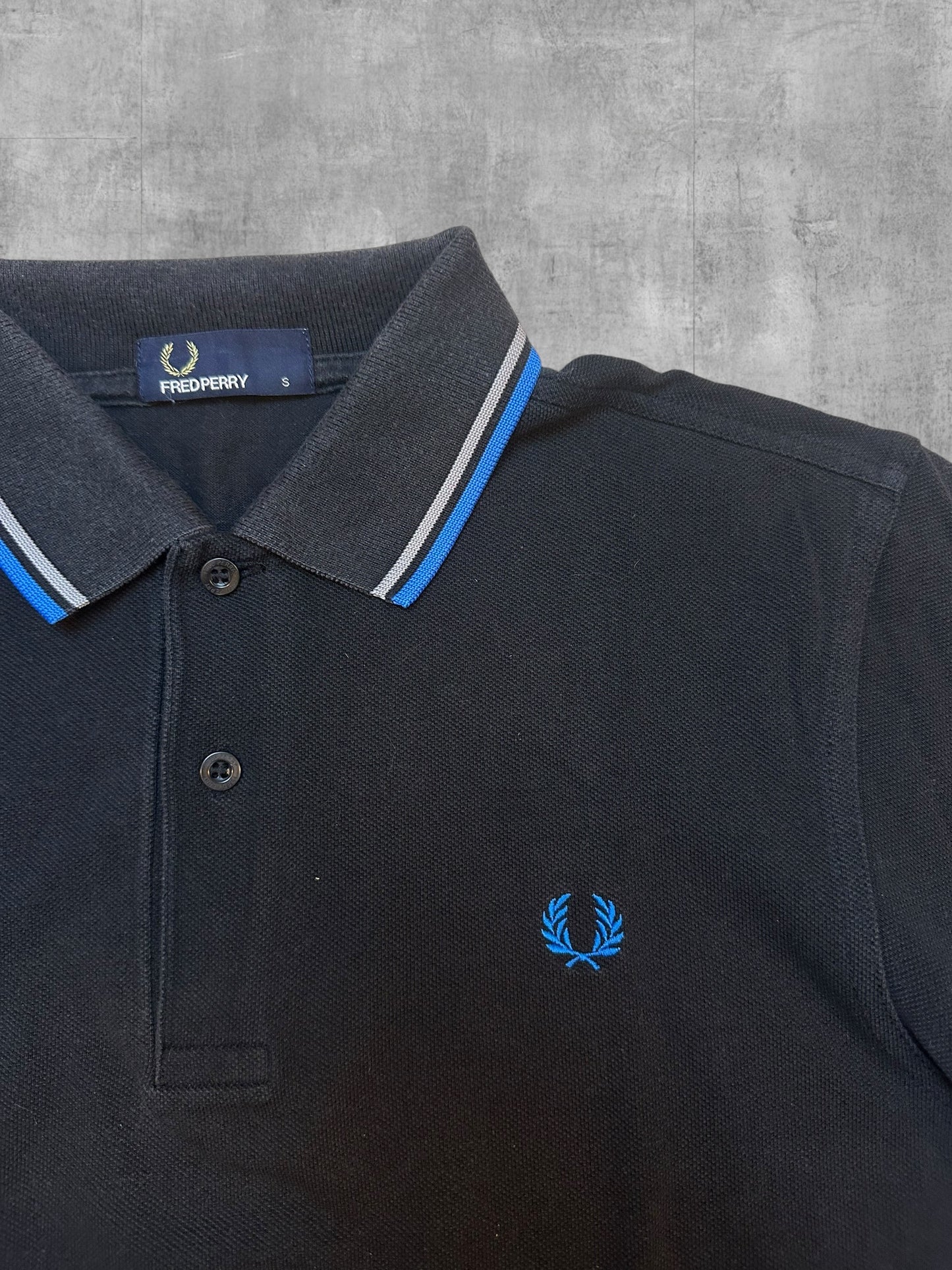 Fred Perry Polo Shirt Schwarz Blau Grau S