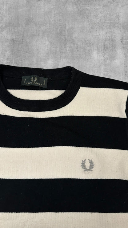 Fred Perry Vintage Sweatshirt Schwarz Weiß M