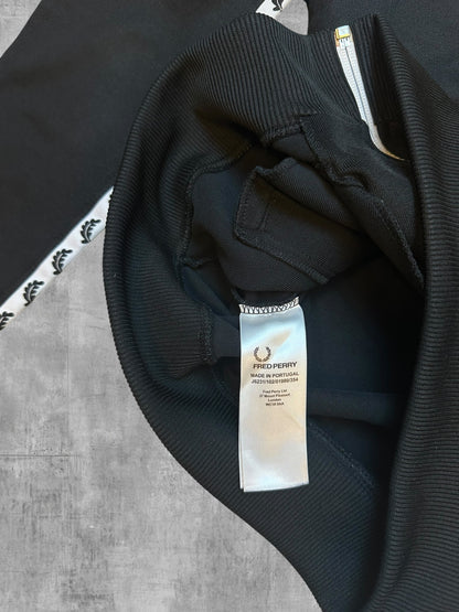 Fred Perry Vintage Trainingsjacke Taped Schwarz Weiß M