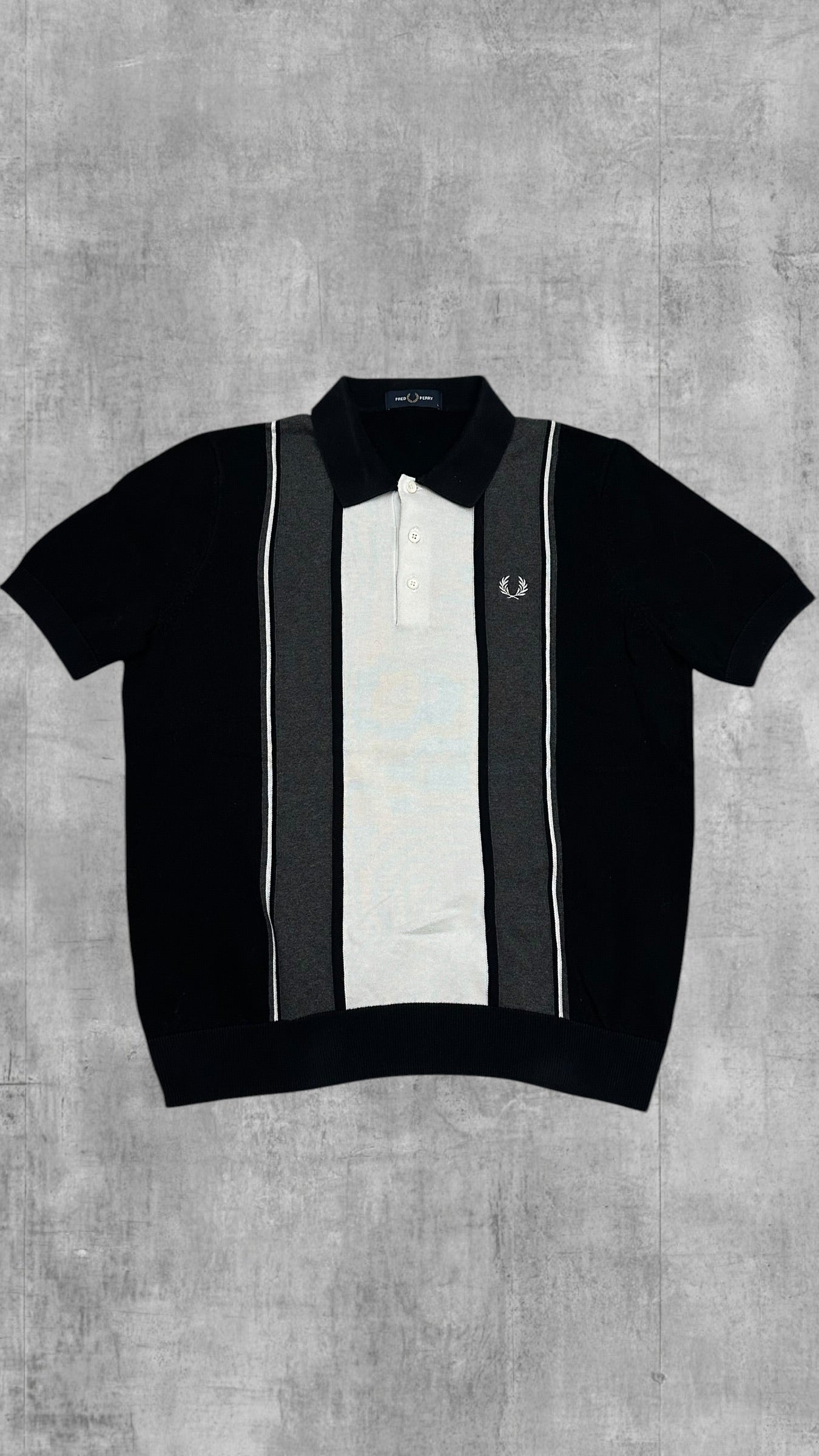 Fred Perry Polo Shirt Schwarz Weiß L