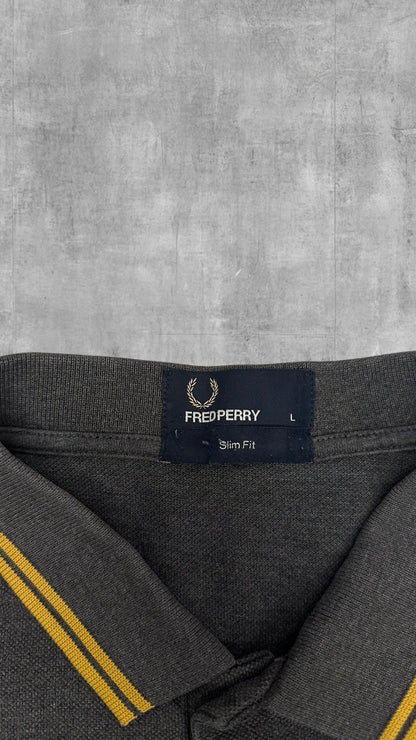 Fred Perry Polo Shirt Grau Gold L Slim Fit