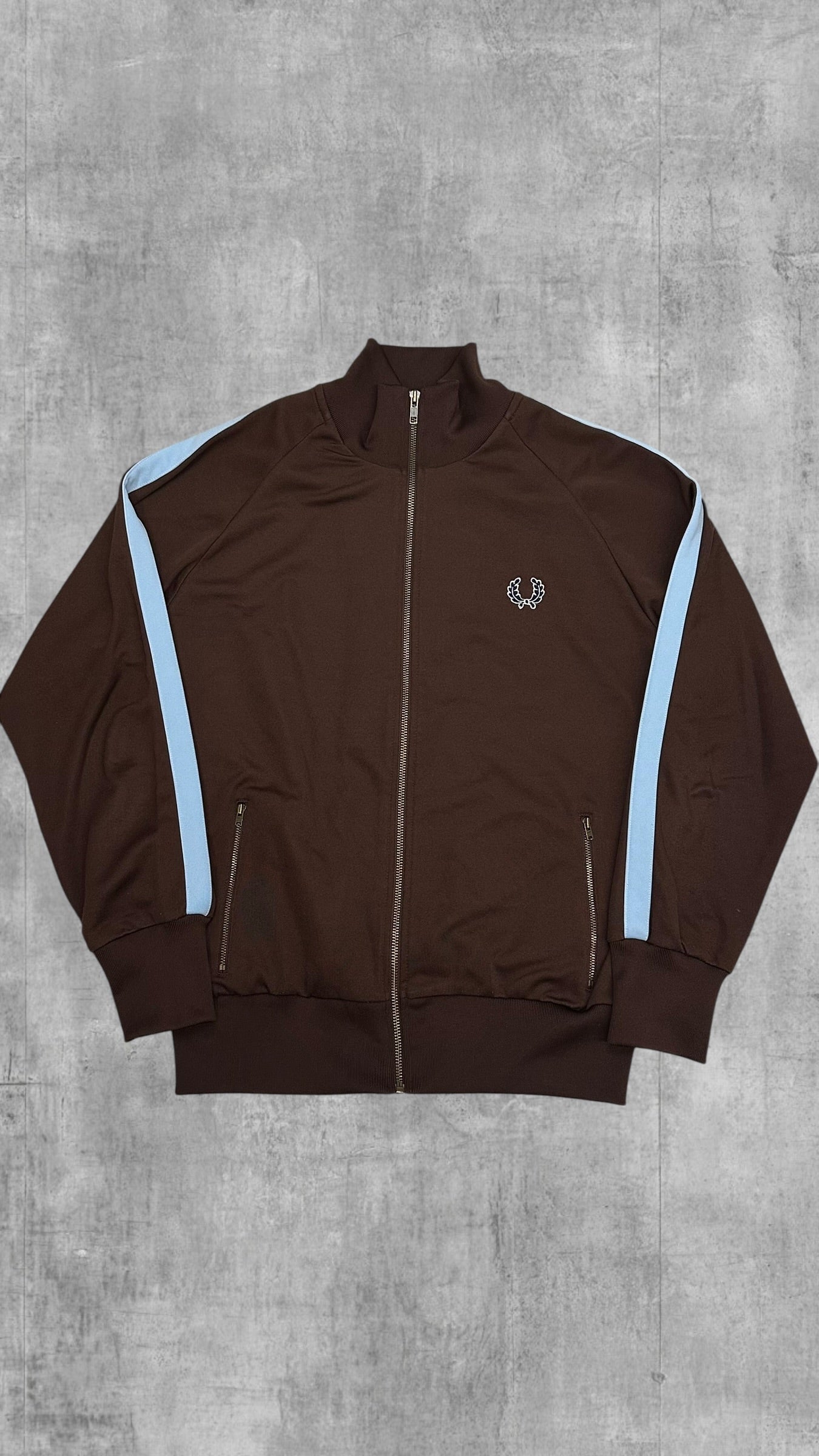 Fred Perry Trainingsjacke Taped Zip Jacke Braun Schwarz Türkis M