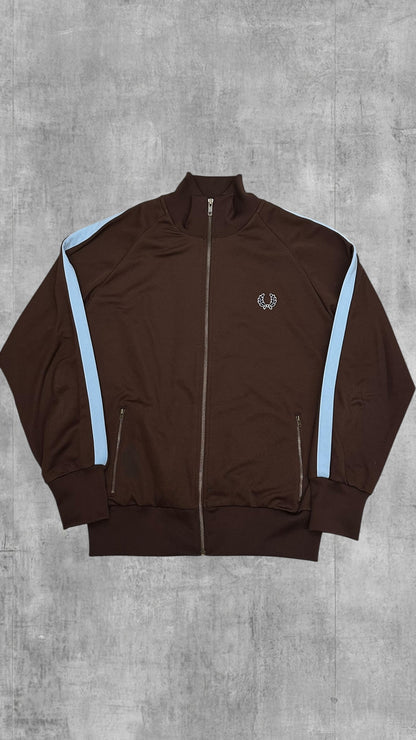 Fred Perry Trainingsjacke Taped Zip Jacke Braun Schwarz Türkis M