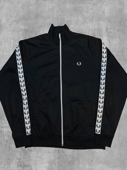 Fred Perry Trainingsjacke Taped Schwarz Weiß XL