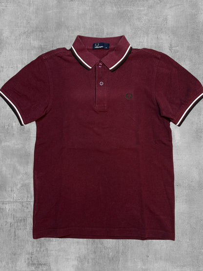 Fred Perry Polo Shirt Weinrot Khaki XS