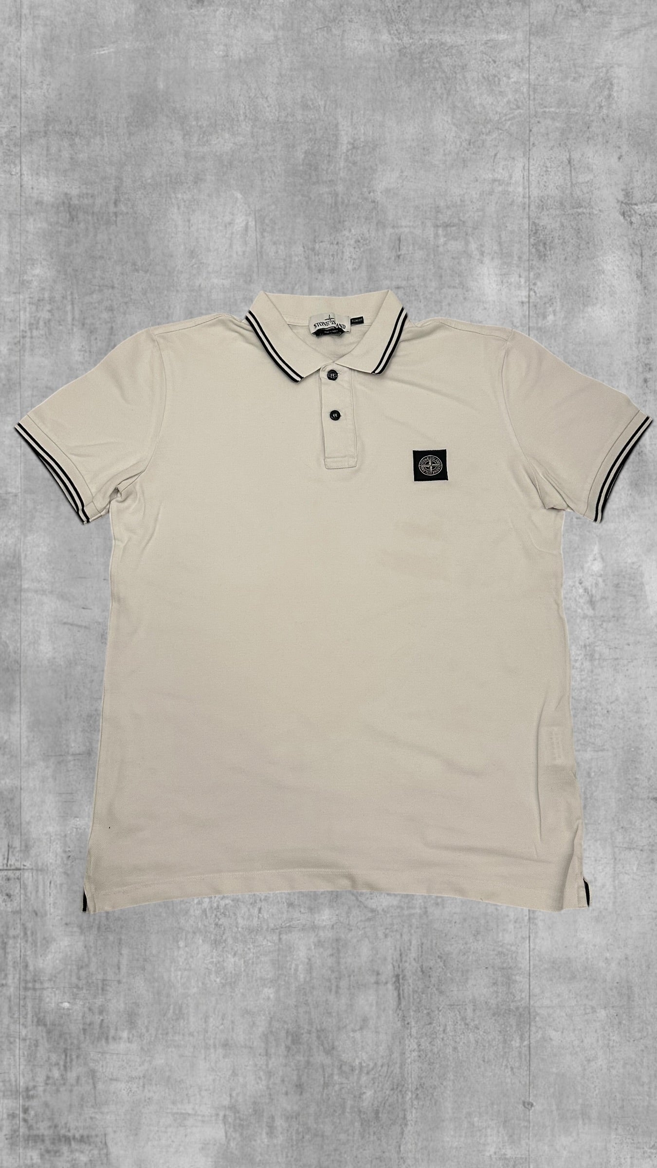 Stone Island Polo Shirt Weiß Schwarz L