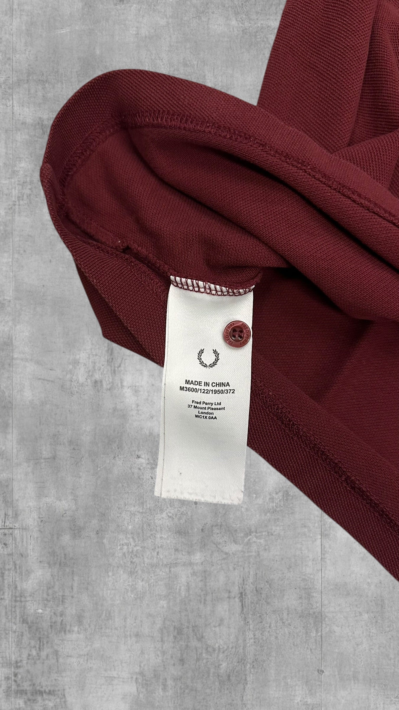 Fred Perry Polo Shirt Weinrot Weiß L