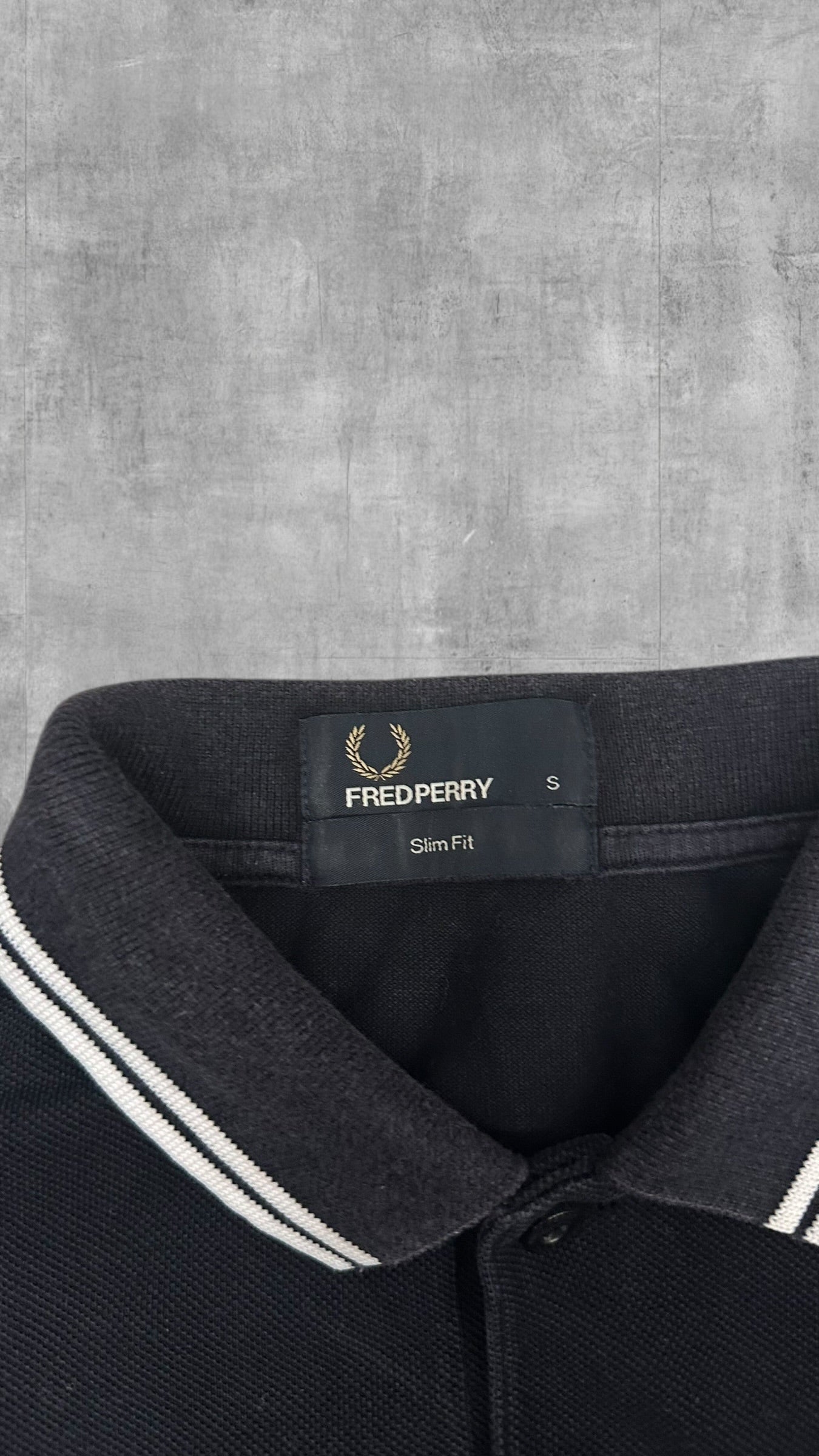 Fred Perry Polo Shirt Schwarz Weiß S Slim Fit
