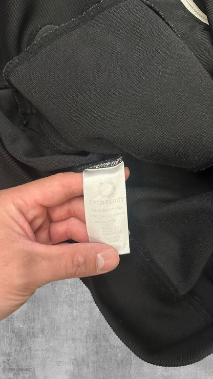 Fred Perry Vintage Trainingsjacke Taped Schwarz Weiß L