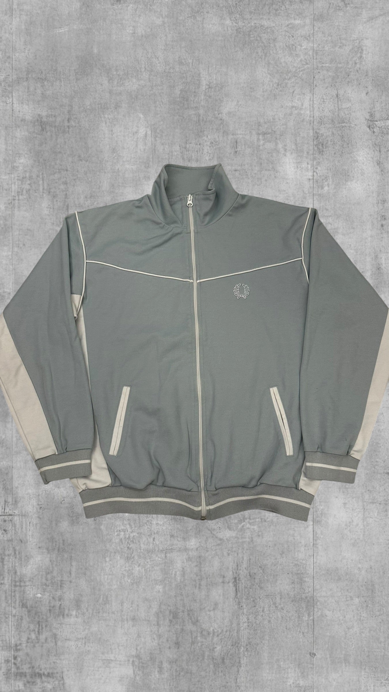 Fred Perry Vintage Trainingsjacke Babyblau Weiß M