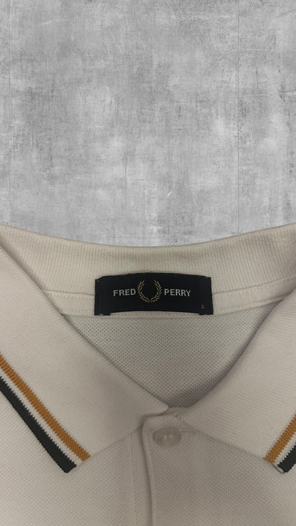 Fred Perry Polo Shirt Weiß Schwarz Gold S