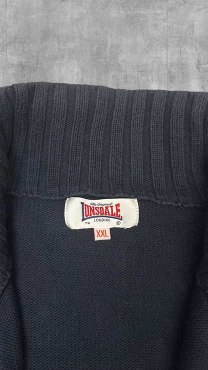 Lonsdale London Zip Jacke Baumwolle Schwarzblau Rot XXL