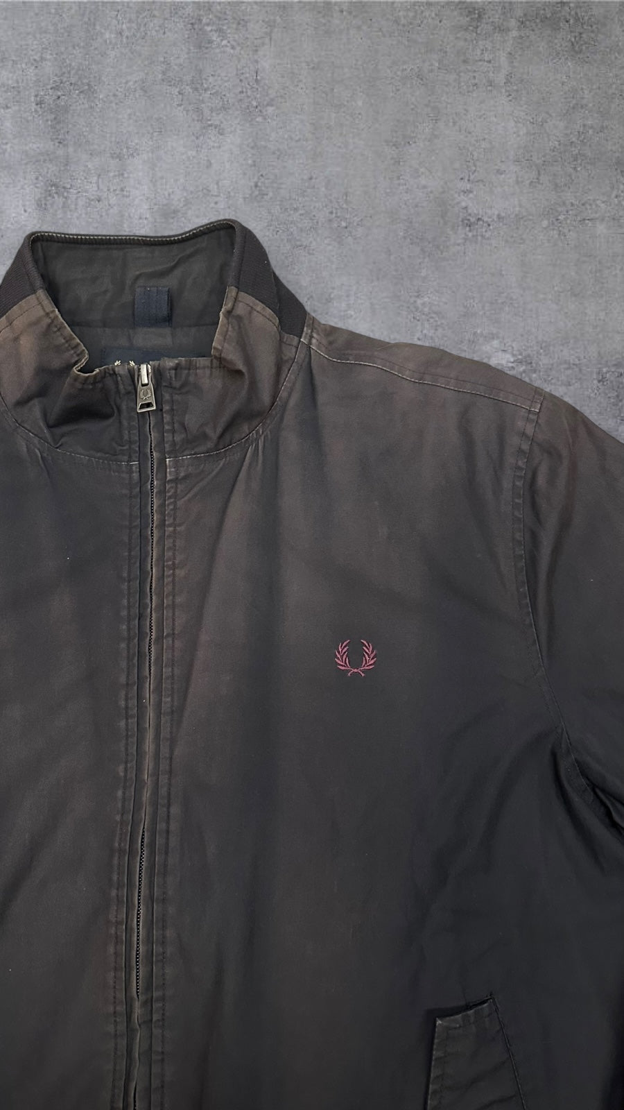 Fred Perry Vintage Bomberjacke Grau Bordeaux Rot L