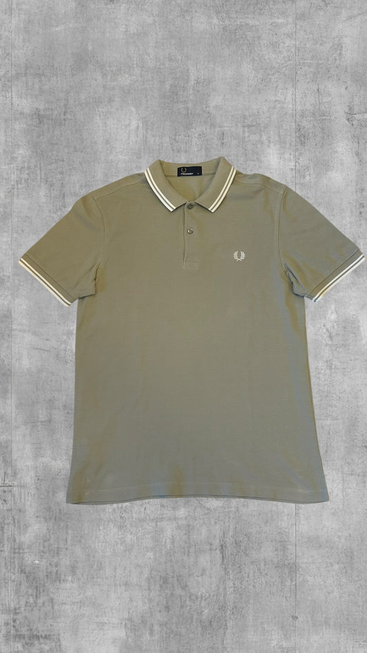 Fred Perry Polo Shirt Khaki weiß M