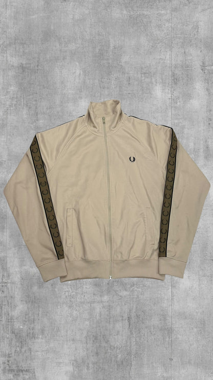 Fred Perry Trainingsjacke Taped Zip Jacke Beige Schwarz M