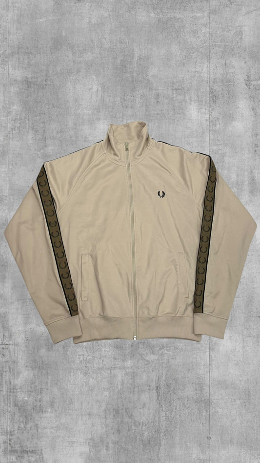 Fred Perry Trainingsjacke Taped Zip Jacke Beige Schwarz M