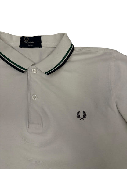 Fred Perry Polo Shirt Weiß Schwarz L Slim fit (leichte Mängel)
