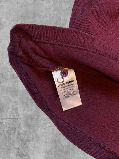 Fred Perry Polo Shirt Weinrot Khaki XS