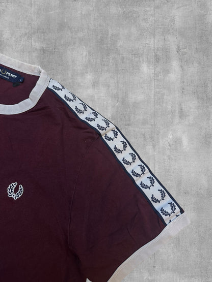 Fred Perry T-shirt Taped Weinrot Weiß L