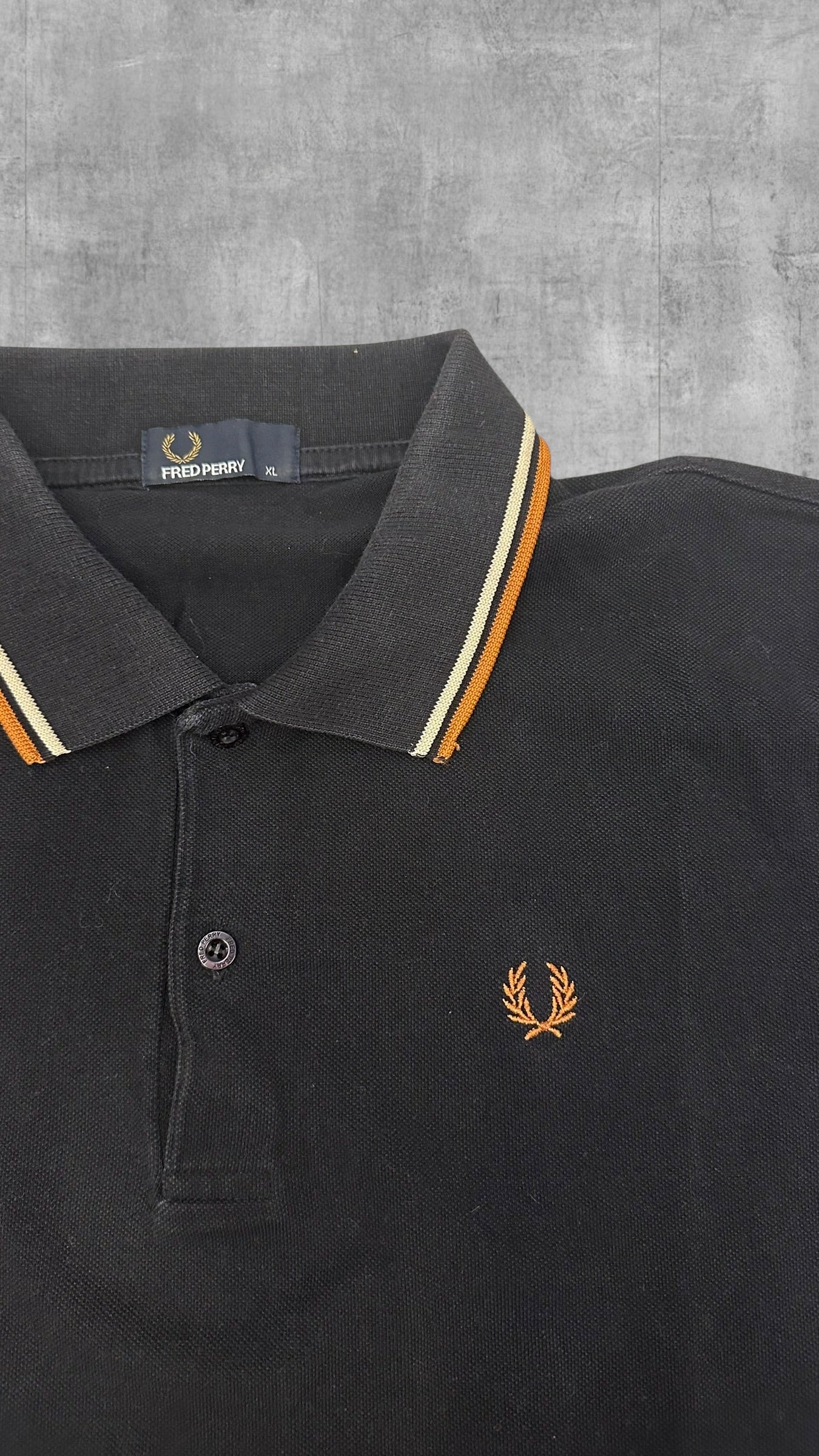 Fred Perry Polo Shirt Schwarz Orange XL