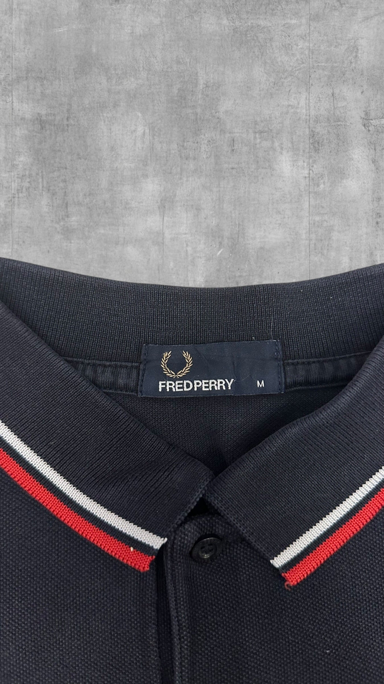 Fred Perry Polo Shirt Schwarz Rot Weiß M