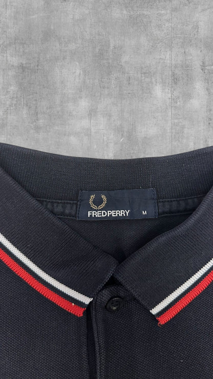 Fred Perry Polo Shirt Schwarz Rot Weiß M