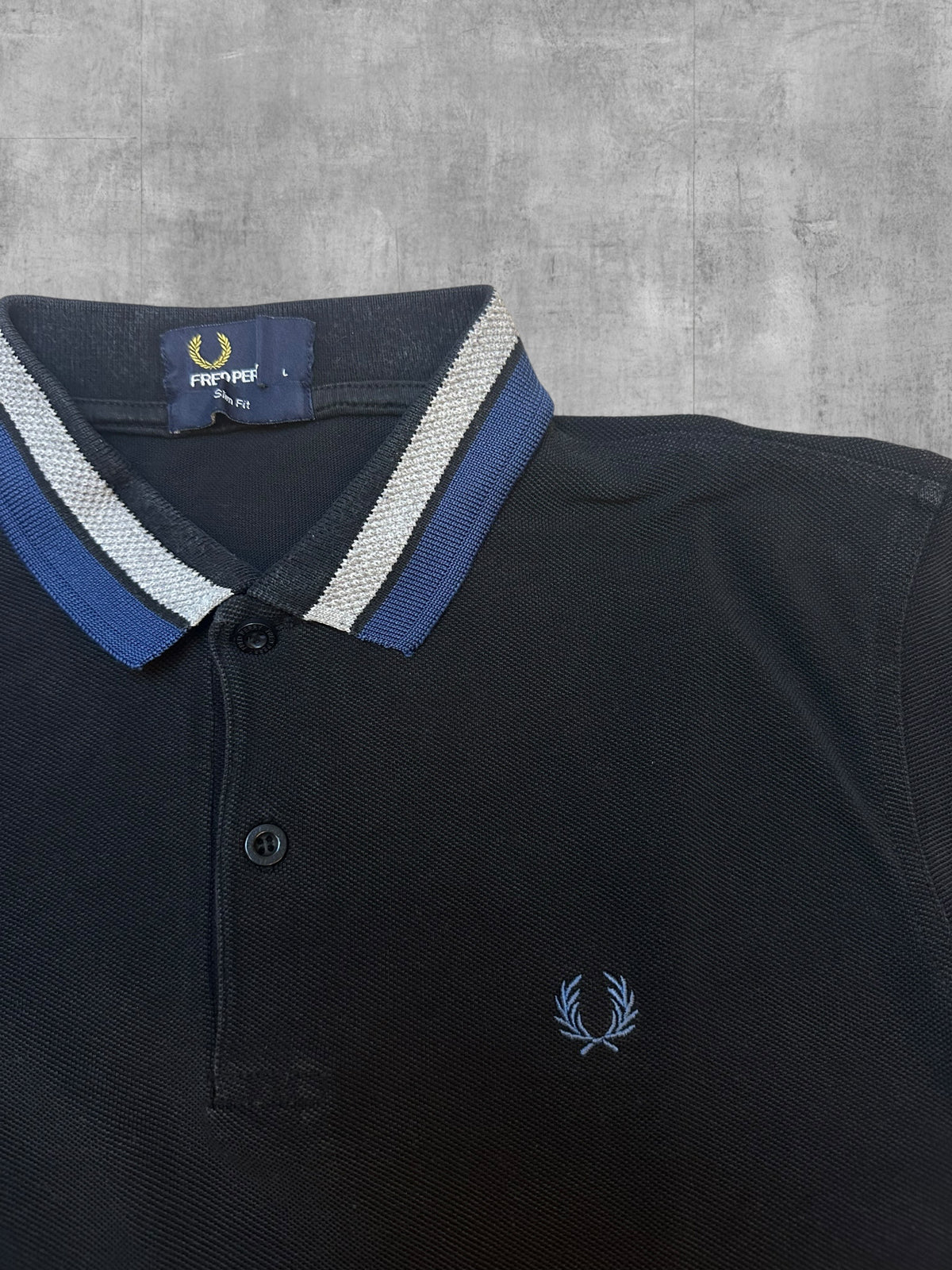 Fred Perry Polo Shirt Schwarz Navy Blau Grau L Slim Fit