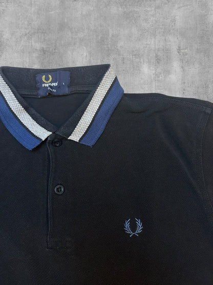 Fred Perry Polo Shirt Schwarz Navy Blau Grau L Slim Fit