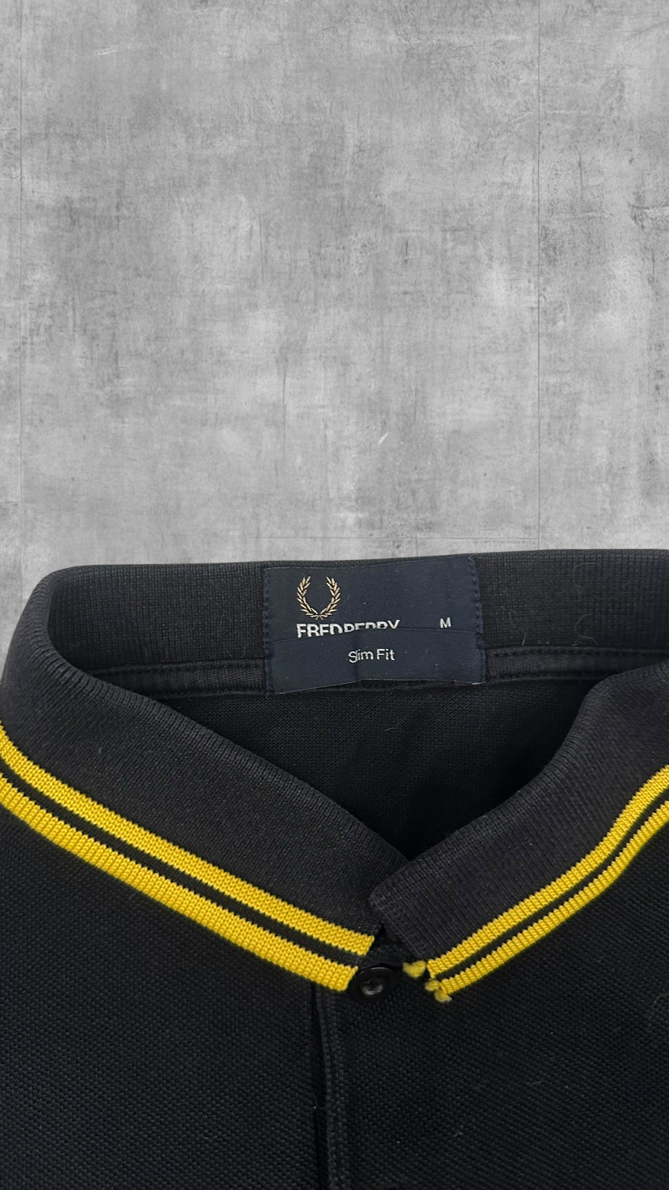 Fred Perry Polo Shirt Schwarz Gelb M Slim Fit