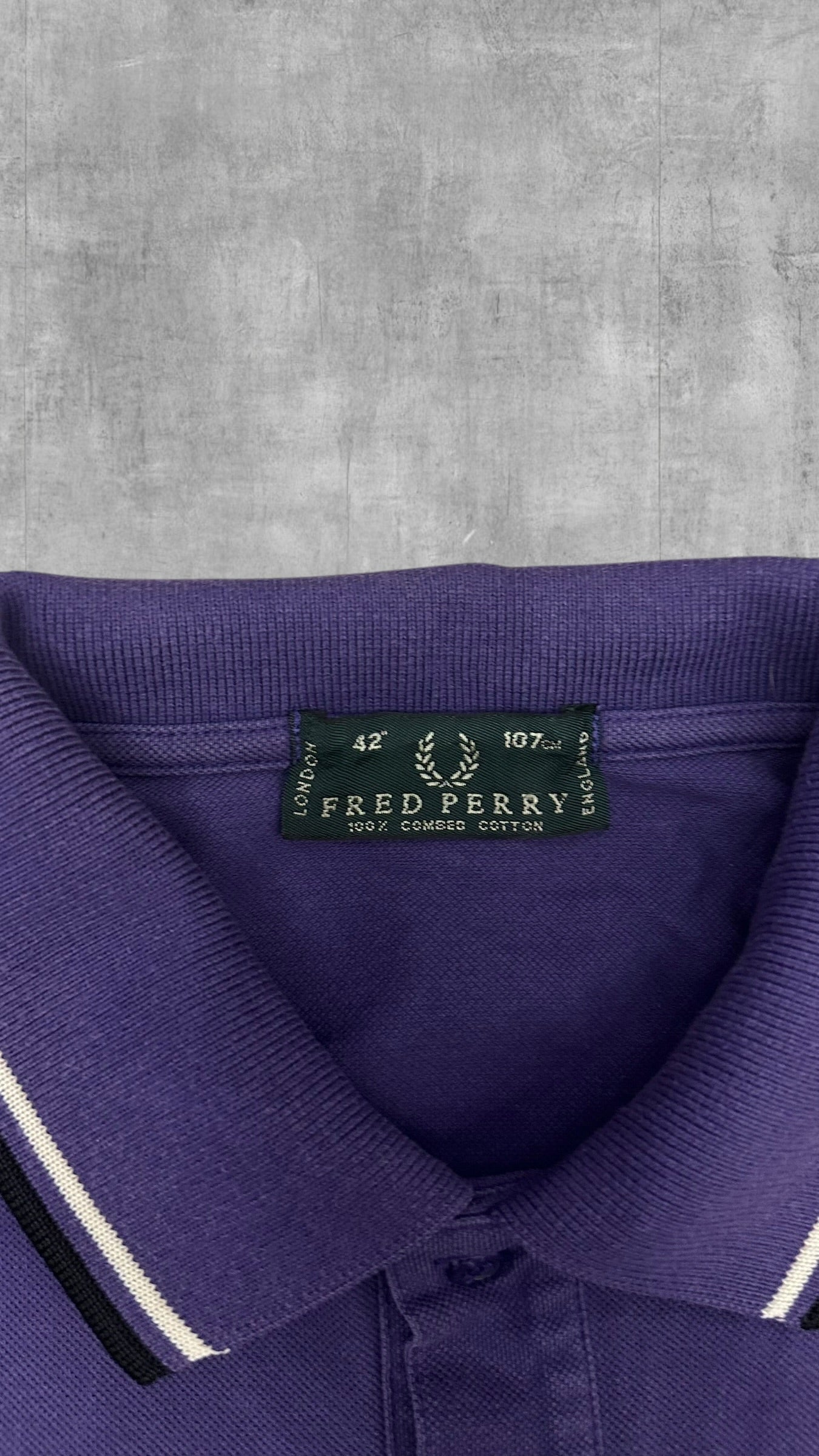 Fred Perry Polo Shirt Lila Schwarz Weiß M