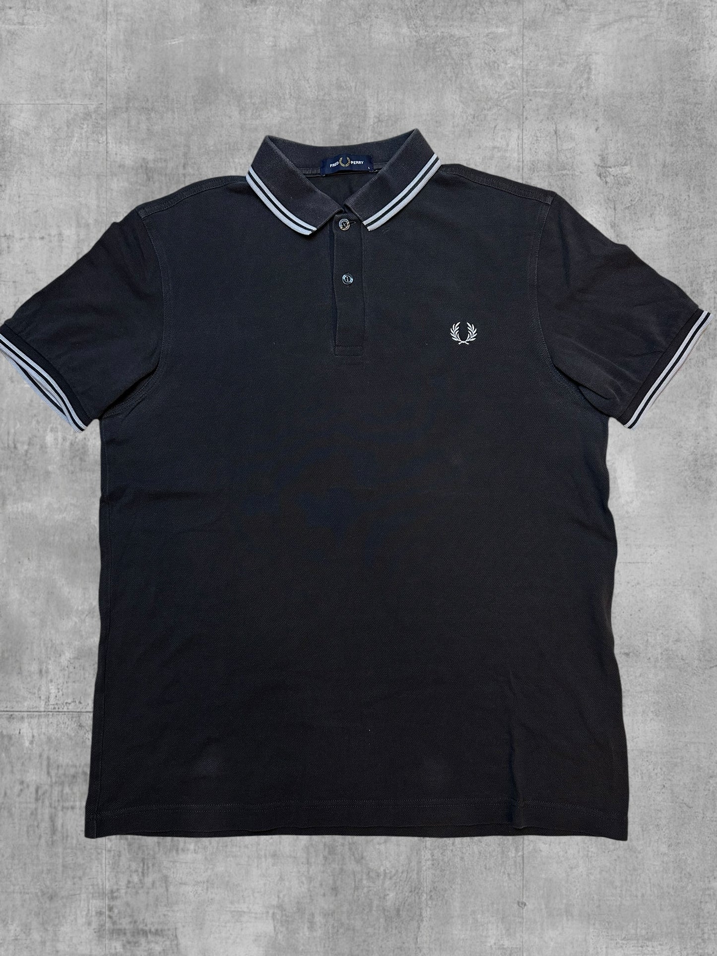 Fred Perry Polo Shirt Schwarz Hellblau L