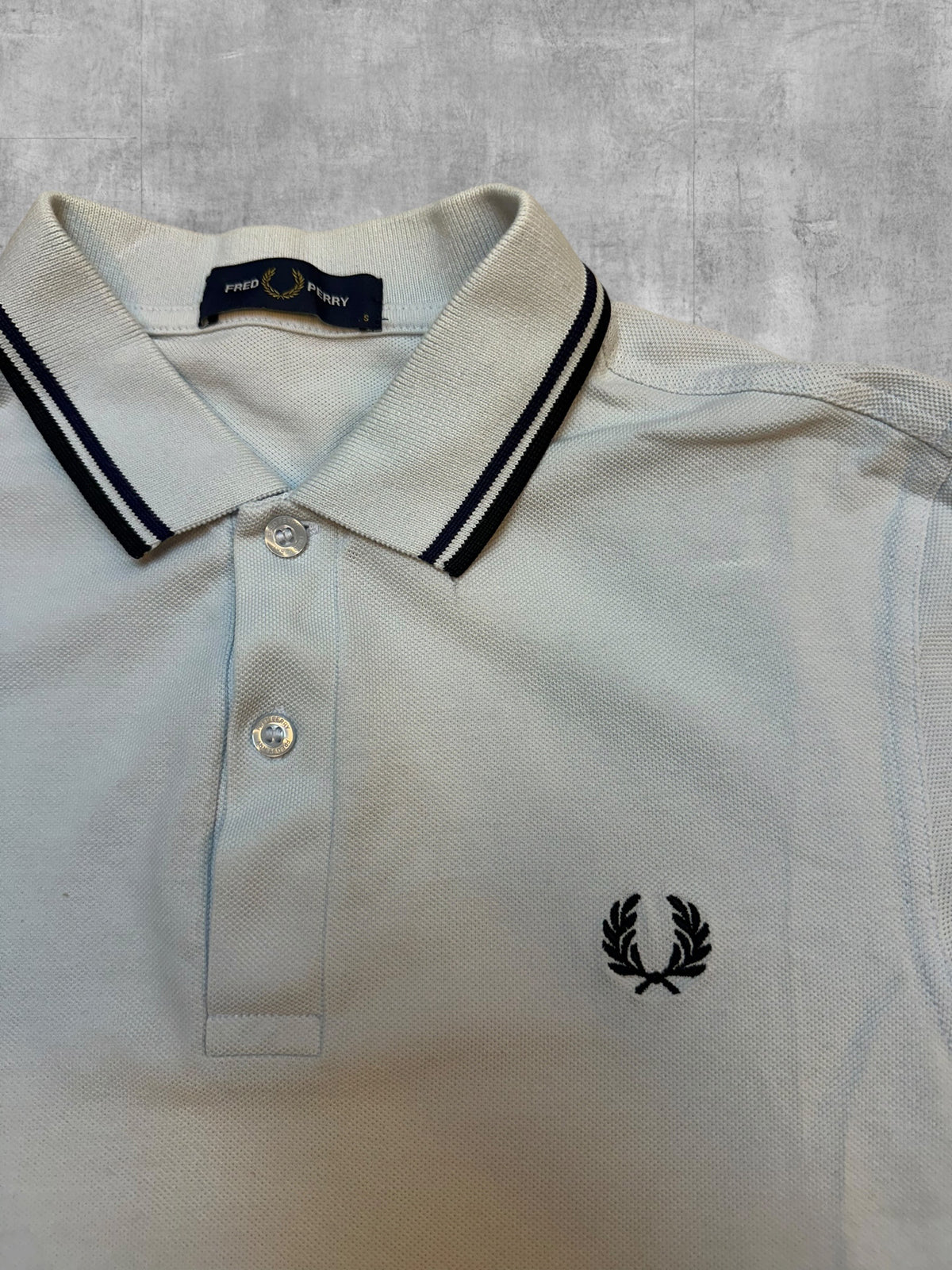 Fred Perry Polo Shirt Cream White Black S