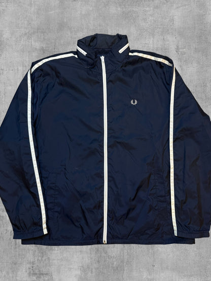 Fred Perry Windbreaker Jacke Taped Navy Blau Weiß M