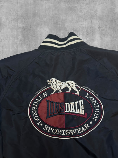 Lonsdale London Bomberjacke Backprint Schwarz Beige Weinrot M - L