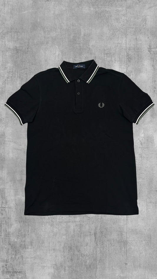Fred Perry Polo Shirt Schwarz Weiß Khaki S