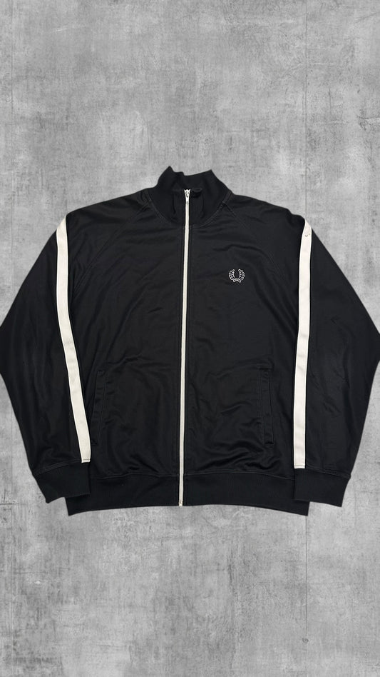 Vintage Fred Perry Trainingsjacke Taped Zip Jacke Schwarz Weiß L