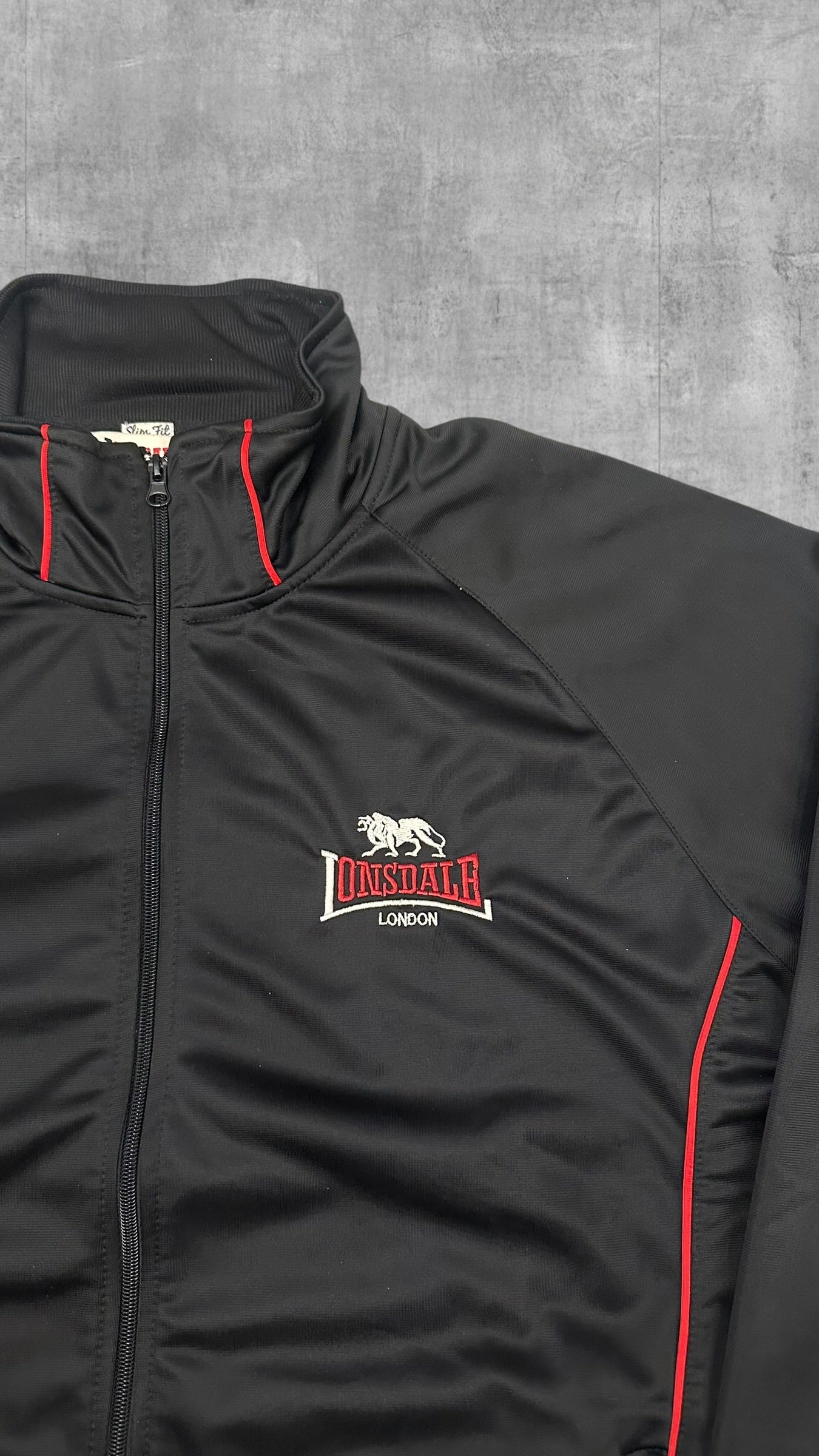 Lonsdale London Trainingsjacke Schwarz Rot Weiß Backprint XL
