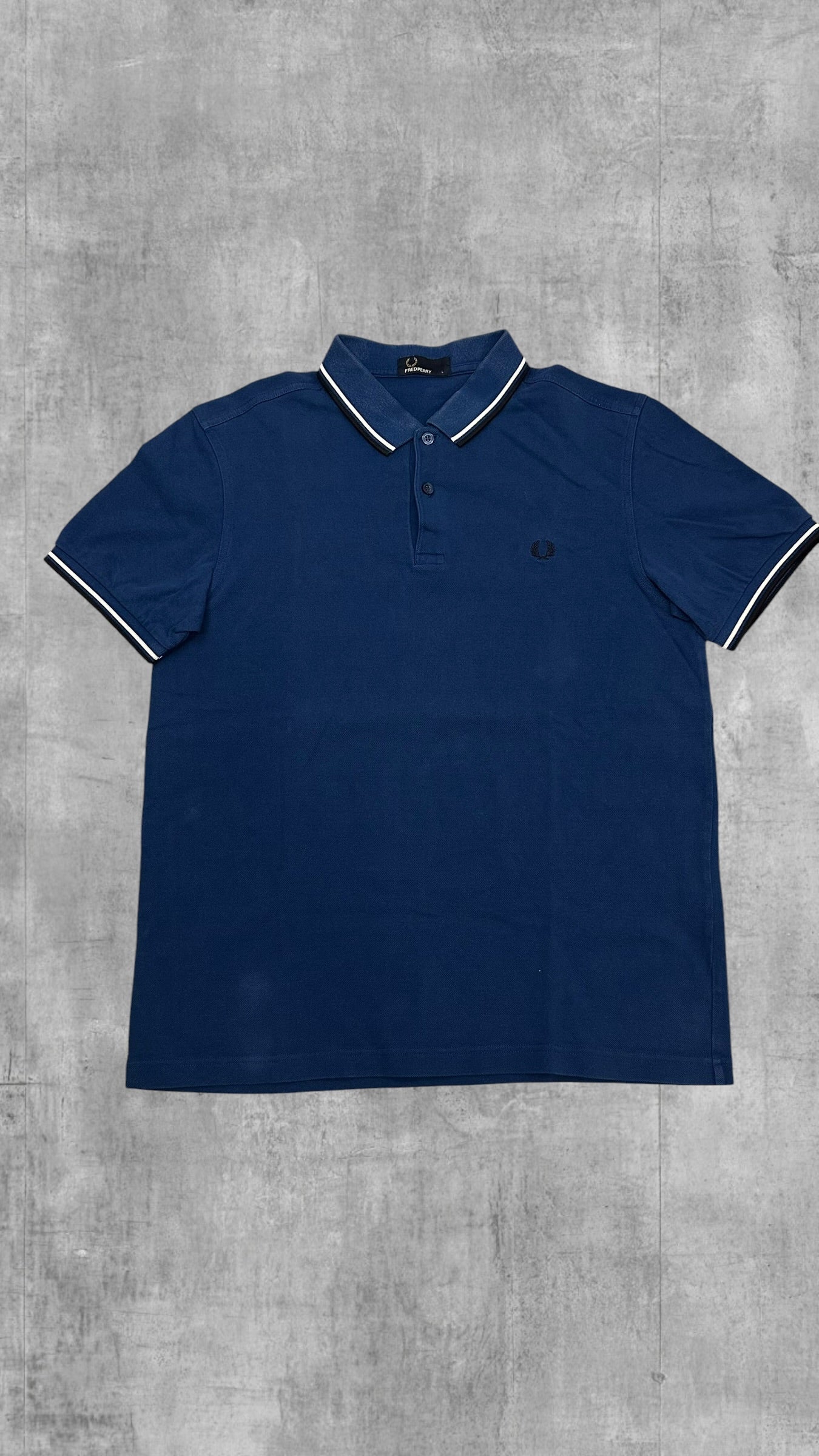 Fred Perry Polo Shirt Blau Schwarz Weiß L