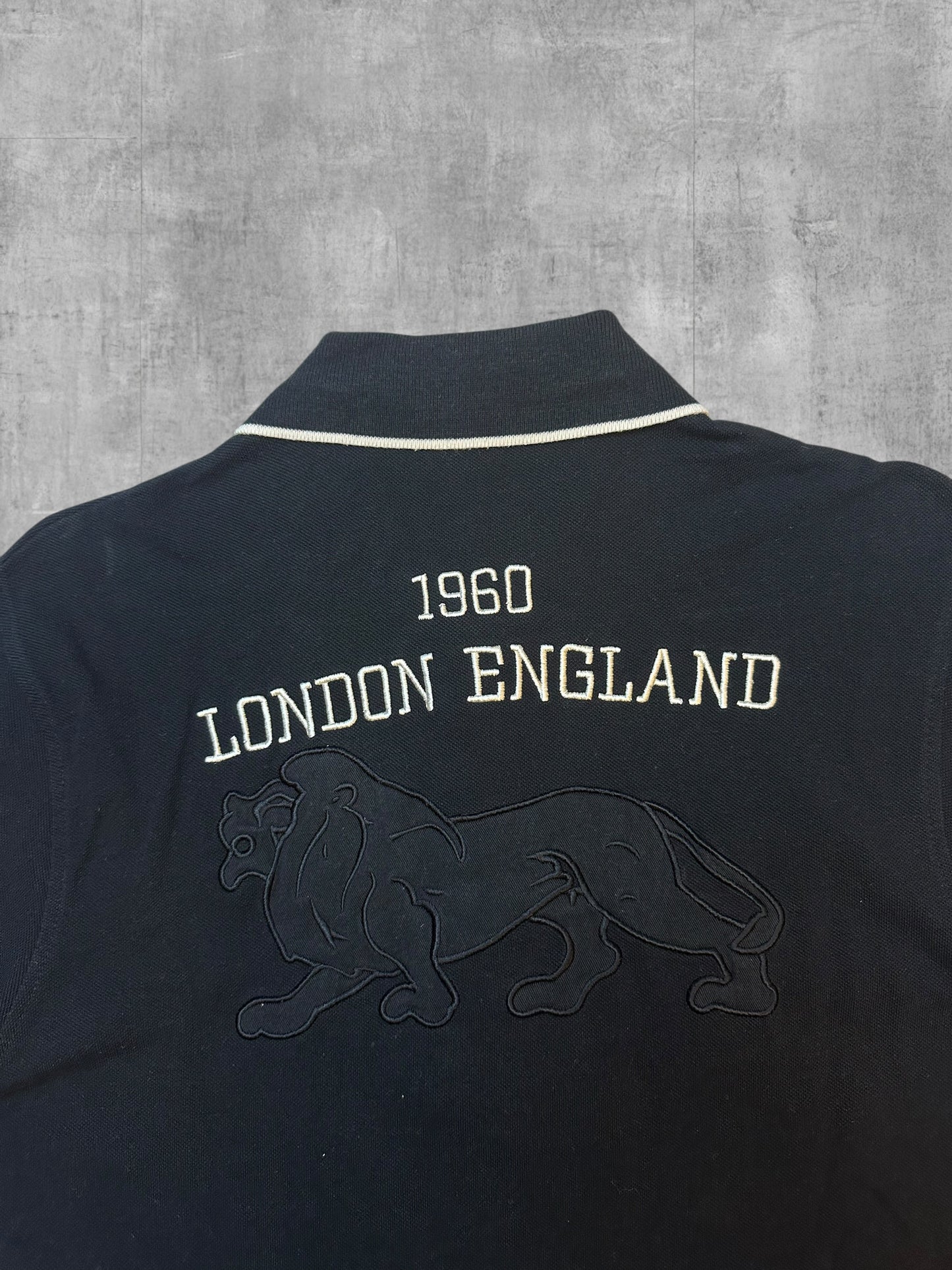 Lonsdale London Polo Shirt Backprint Schwarz Weiß L Slim Fit