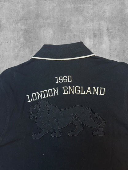 Lonsdale London Polo Shirt Backprint Schwarz Weiß L Slim Fit