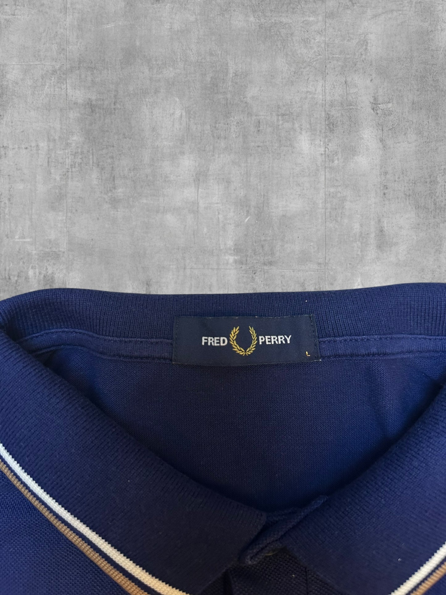 Fred Perry Polo Shirt Navy Blau Gold Weiß L
