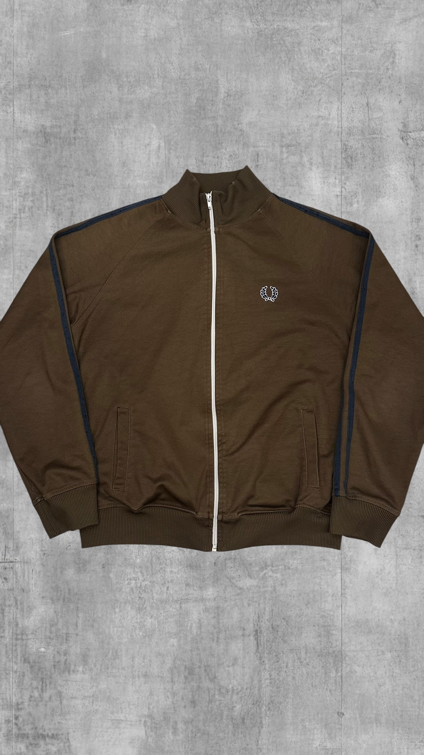 Fred Perry Vintage Trainingsjacke Taped Braun Schwarz L