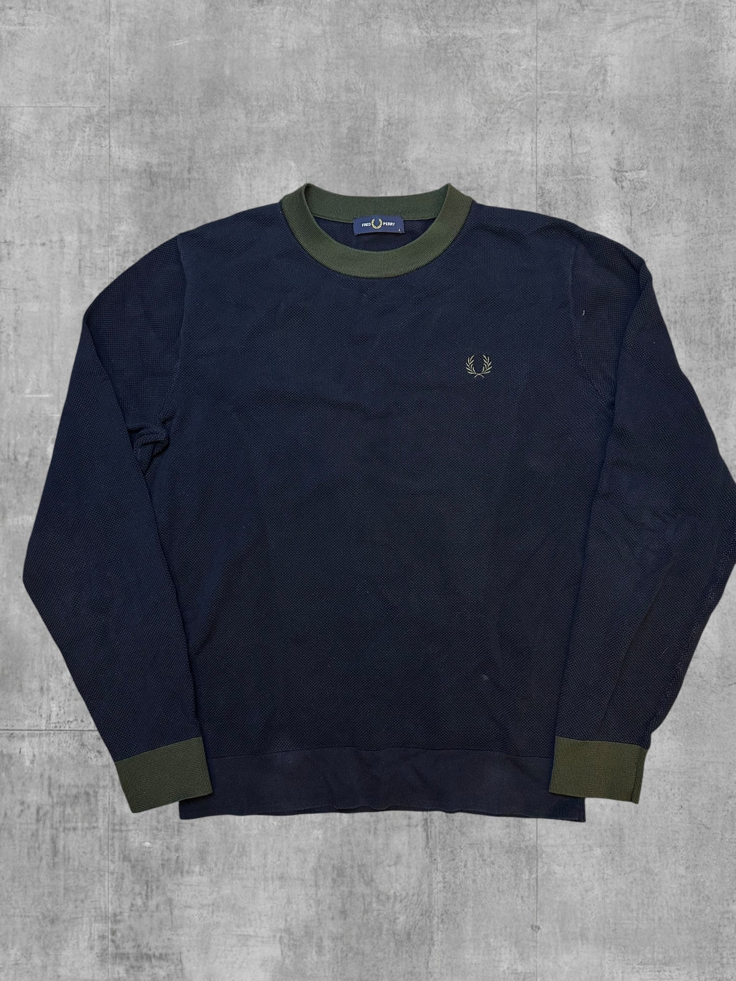 Fred Perry Sweatshirt Navy Blau Khaki L