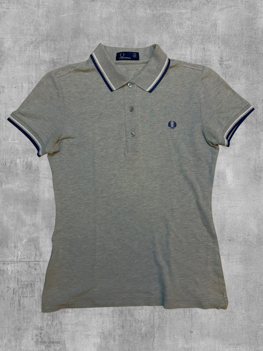 Fred Perry Damen Polo Shirt Grau Navy Blau 38 M Frauengröße