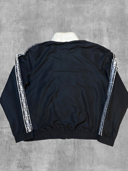 Sergio Tacchini Trainingsjacke Windbreaker Taped Schwarzblau Weiß L / XL