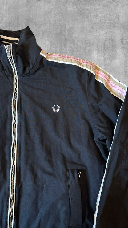 Fred Perry Übergangsjacke Regenjacke Gefüttert Taped Schwarz Frauengröße XL