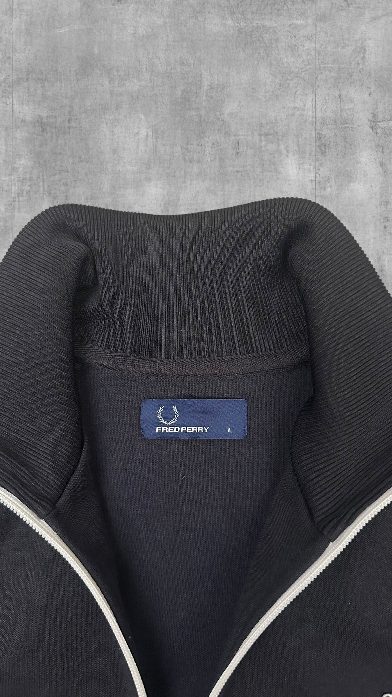 Fred Perry Vintage Trainingsjacke Taped Schwarz Weiß L