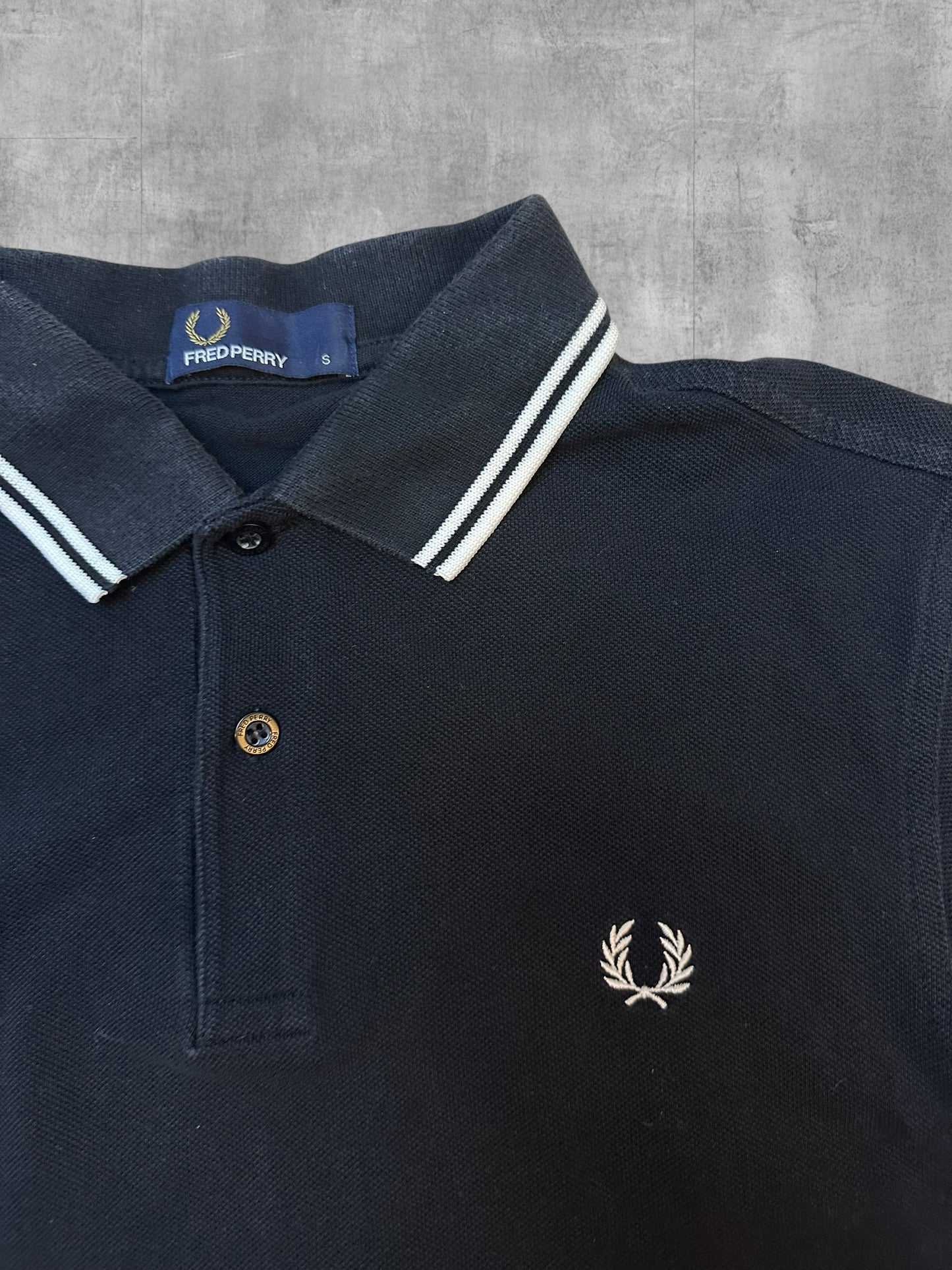 Fred Perry Polo Shirt Schwarz Weiß S