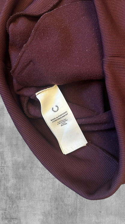 Fred Perry Sweatshirt Sweater Pullover Hoodie Weinrot Weiß S